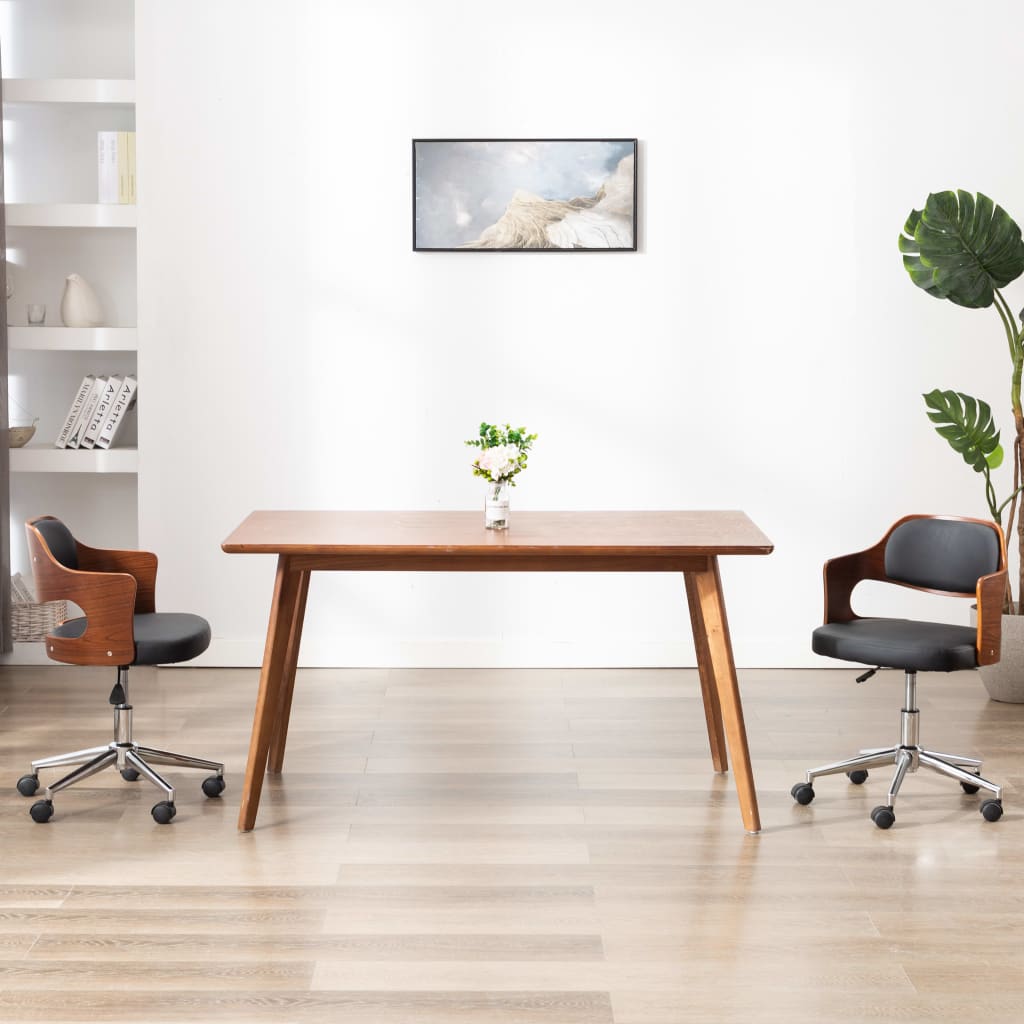 Eetkamerstoel Draaibaar Gebogen Hout En Kunstleer