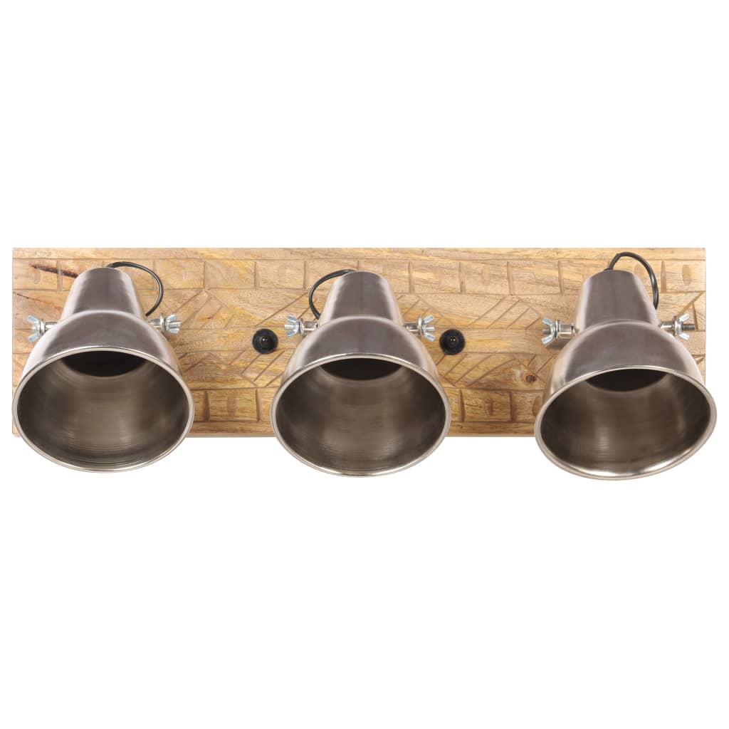 Wandlamp Industrieel E27 70X23 Cm Mangohout Zilverkleurig