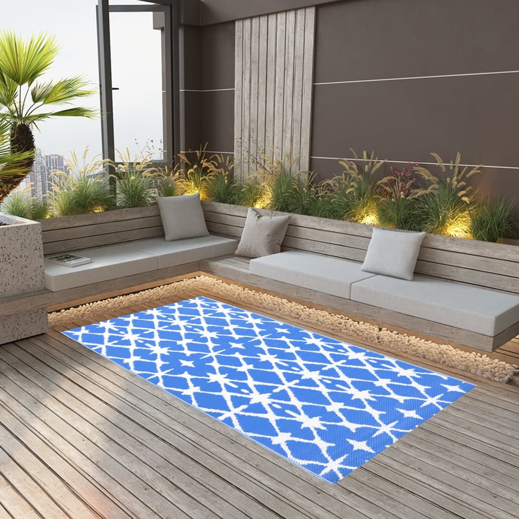 Buitenkleed Arakil Ø200 Cm Polypropeen Blauw En Wit