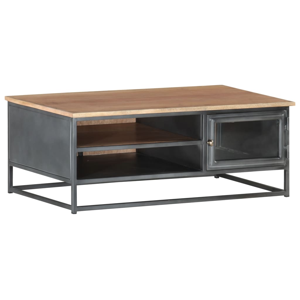 Salontafel 90X50X35 Cm Massief Acaciahout Grijs Mozaïek