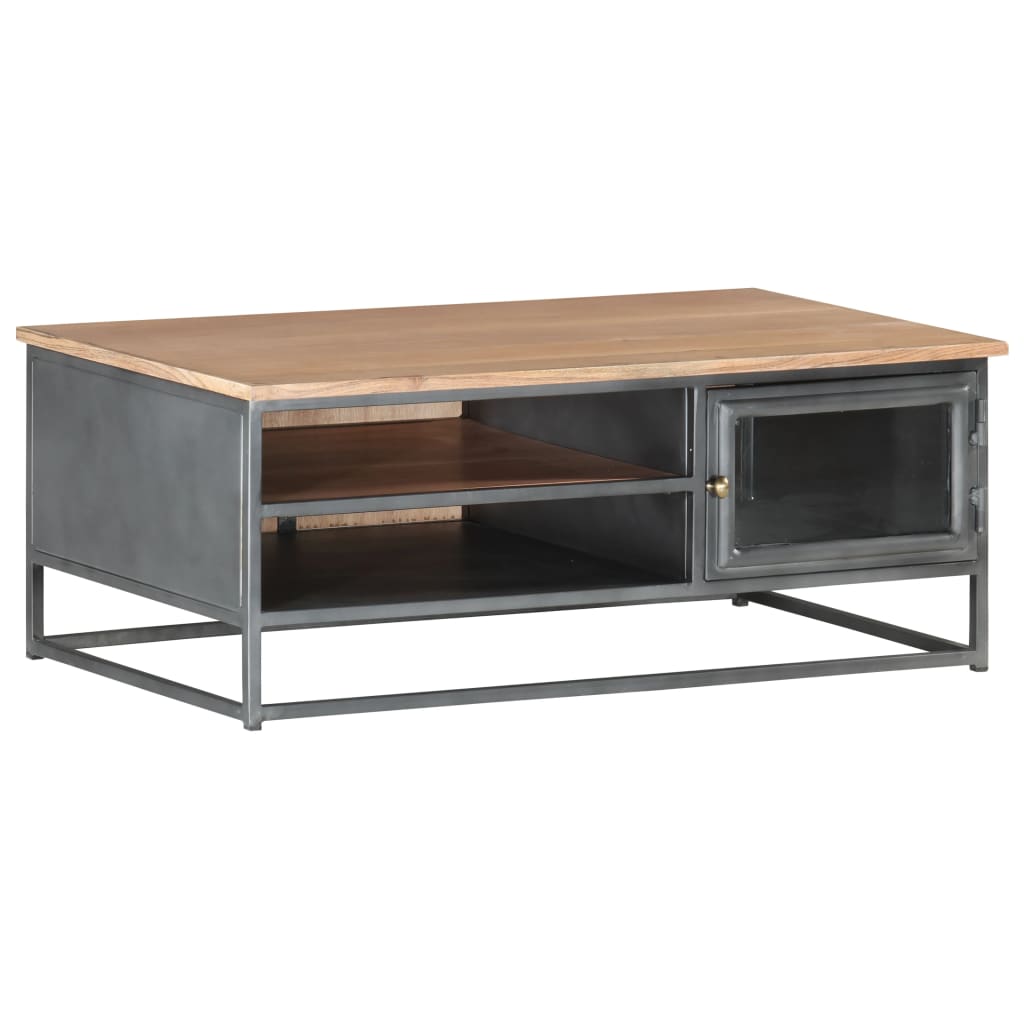 Salontafel 90X50X35 Cm Massief Acaciahout Grijs Mozaïek