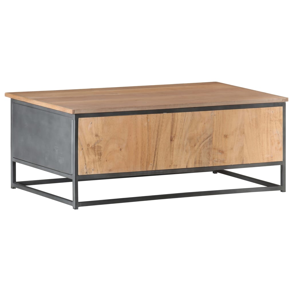 Salontafel 90X50X35 Cm Massief Acaciahout Grijs Mozaïek