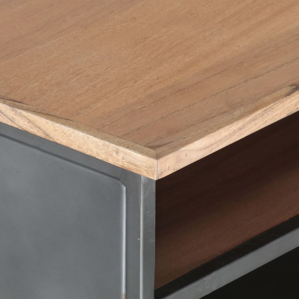Salontafel 90X50X35 Cm Massief Acaciahout Grijs Mozaïek