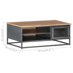 Salontafel 90X50X35 Cm Massief Acaciahout Grijs Mozaïek