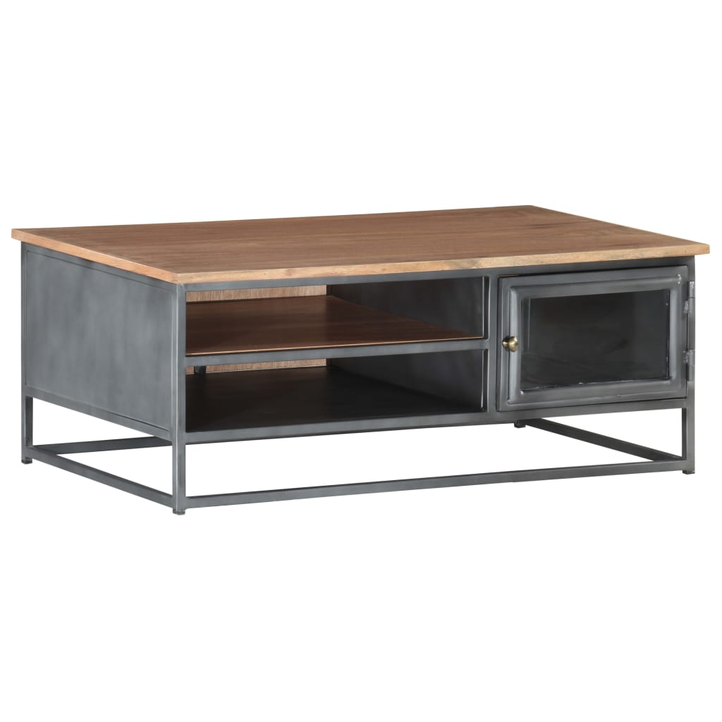 Salontafel 90X50X35 Cm Massief Acaciahout Grijs Mozaïek