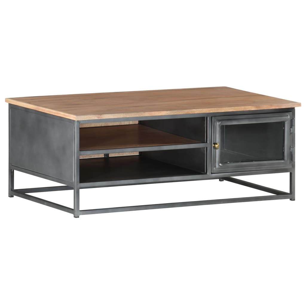 Salontafel 90X50X35 Cm Massief Acaciahout Grijs Mozaïek