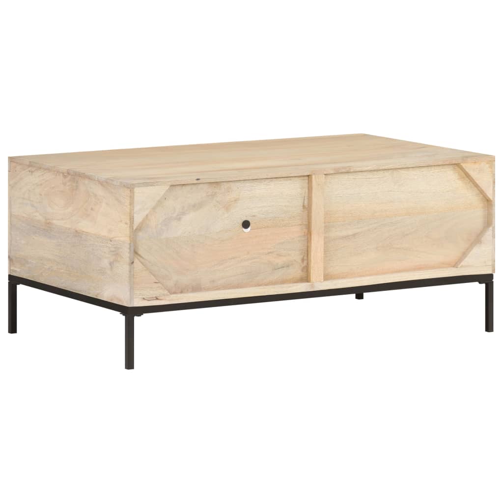 Salontafel 90X50X37 Cm Massief Mangohout En Natuurlijk Riet Mozaïek