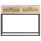 Wandtafel 100X35X76 Cm Massief Mangohout En Natuurlijk Riet Mozaïek