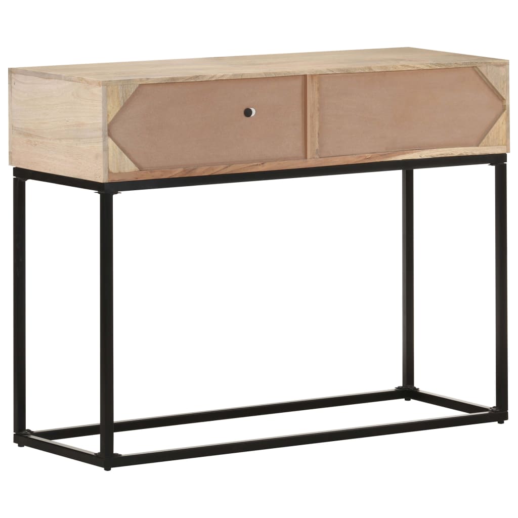 Wandtafel 100X35X76 Cm Massief Mangohout En Natuurlijk Riet Mozaïek