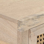 Wandtafel 100X35X76 Cm Massief Mangohout En Natuurlijk Riet Mozaïek