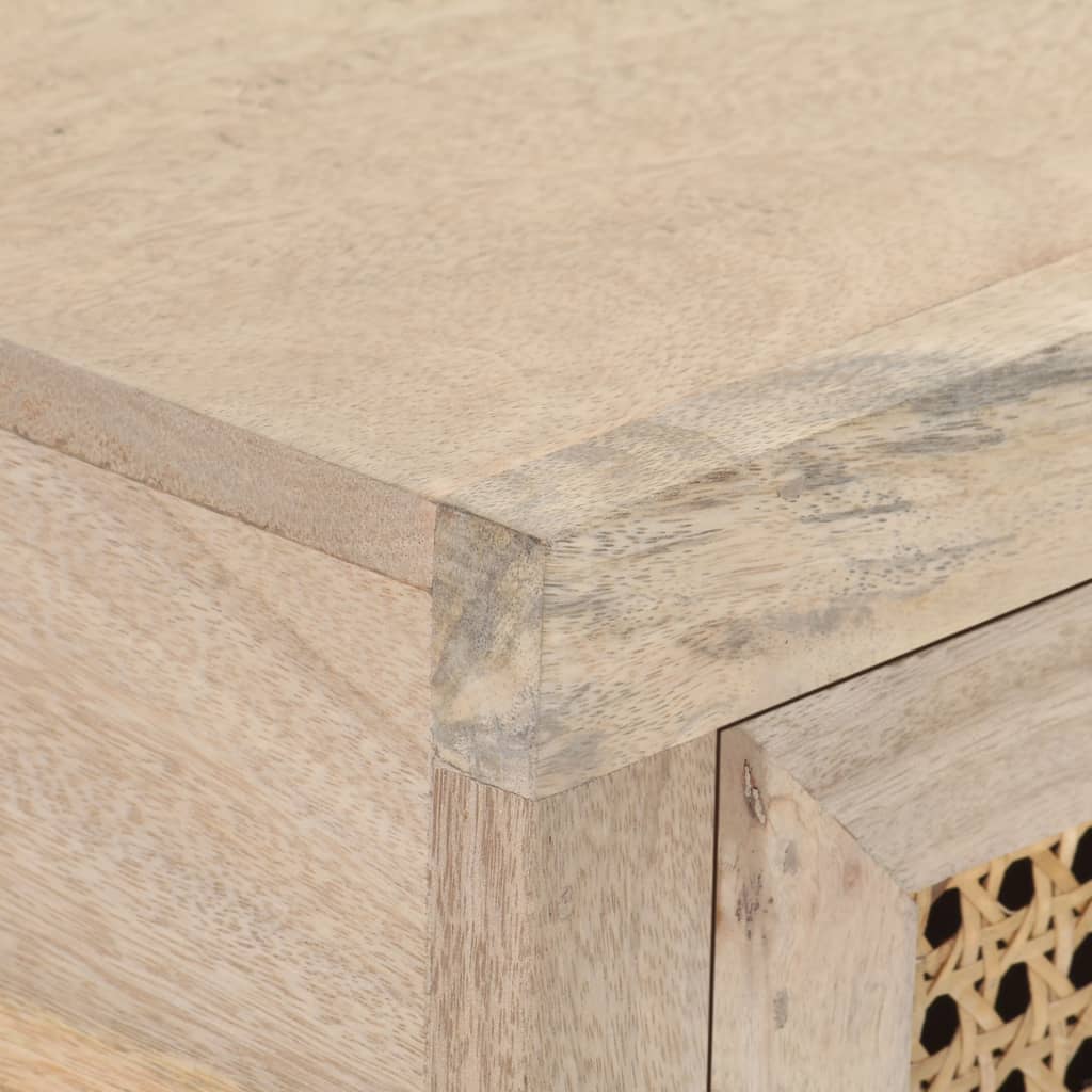 Wandtafel 100X35X76 Cm Massief Mangohout En Natuurlijk Riet Mozaïek