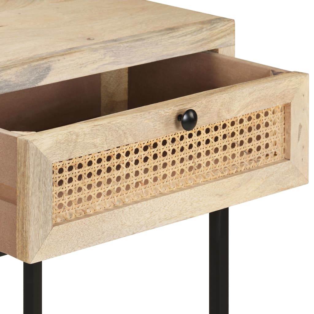 Wandtafel 100X35X76 Cm Massief Mangohout En Natuurlijk Riet Mozaïek