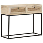 Wandtafel 100X35X76 Cm Massief Mangohout En Natuurlijk Riet Mozaïek