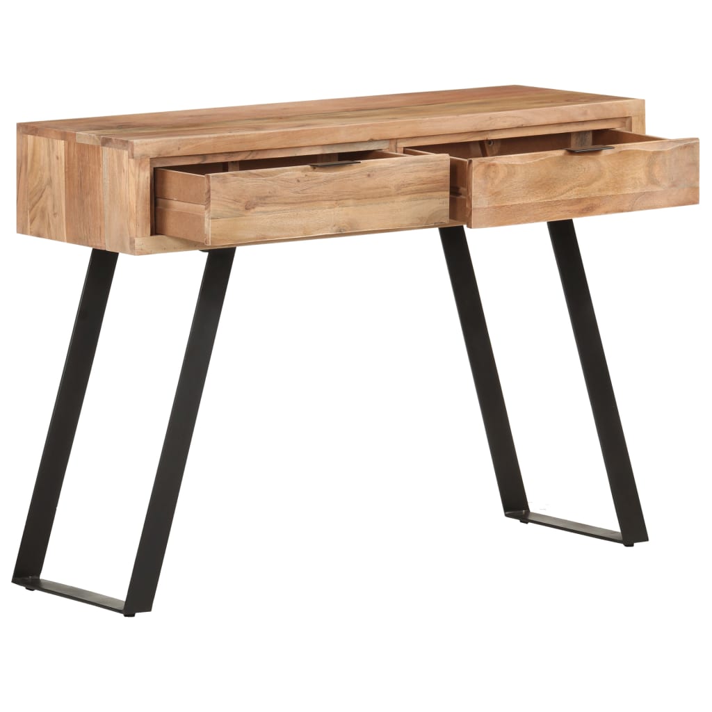 Wandtafel Met Natuurlijke Rand 100X35X76 Cm Massief Acaciahout Mozaïek