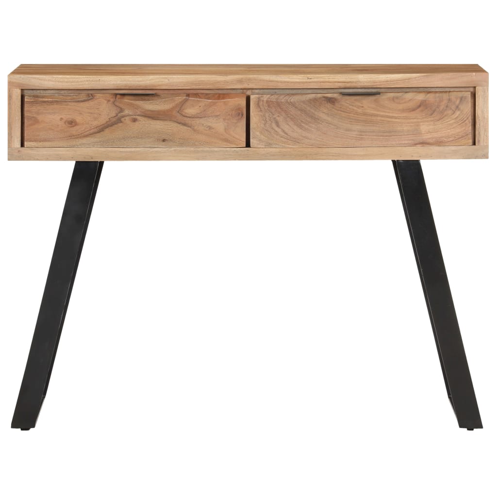Wandtafel Met Natuurlijke Rand 100X35X76 Cm Massief Acaciahout Mozaïek