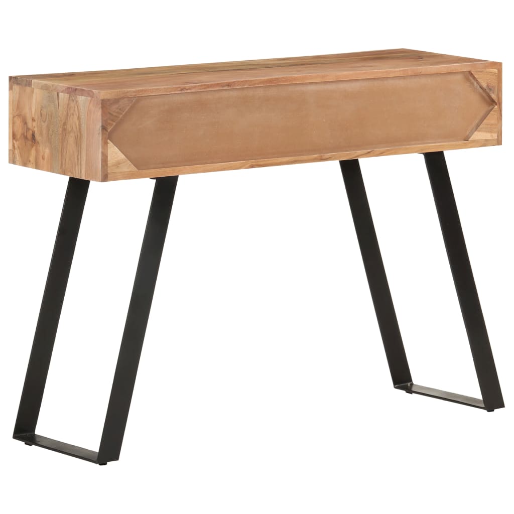 Wandtafel Met Natuurlijke Rand 100X35X76 Cm Massief Acaciahout Mozaïek