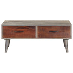 Salontafel 100X60X40 Cm Massief Ruw Mangohout Grijs