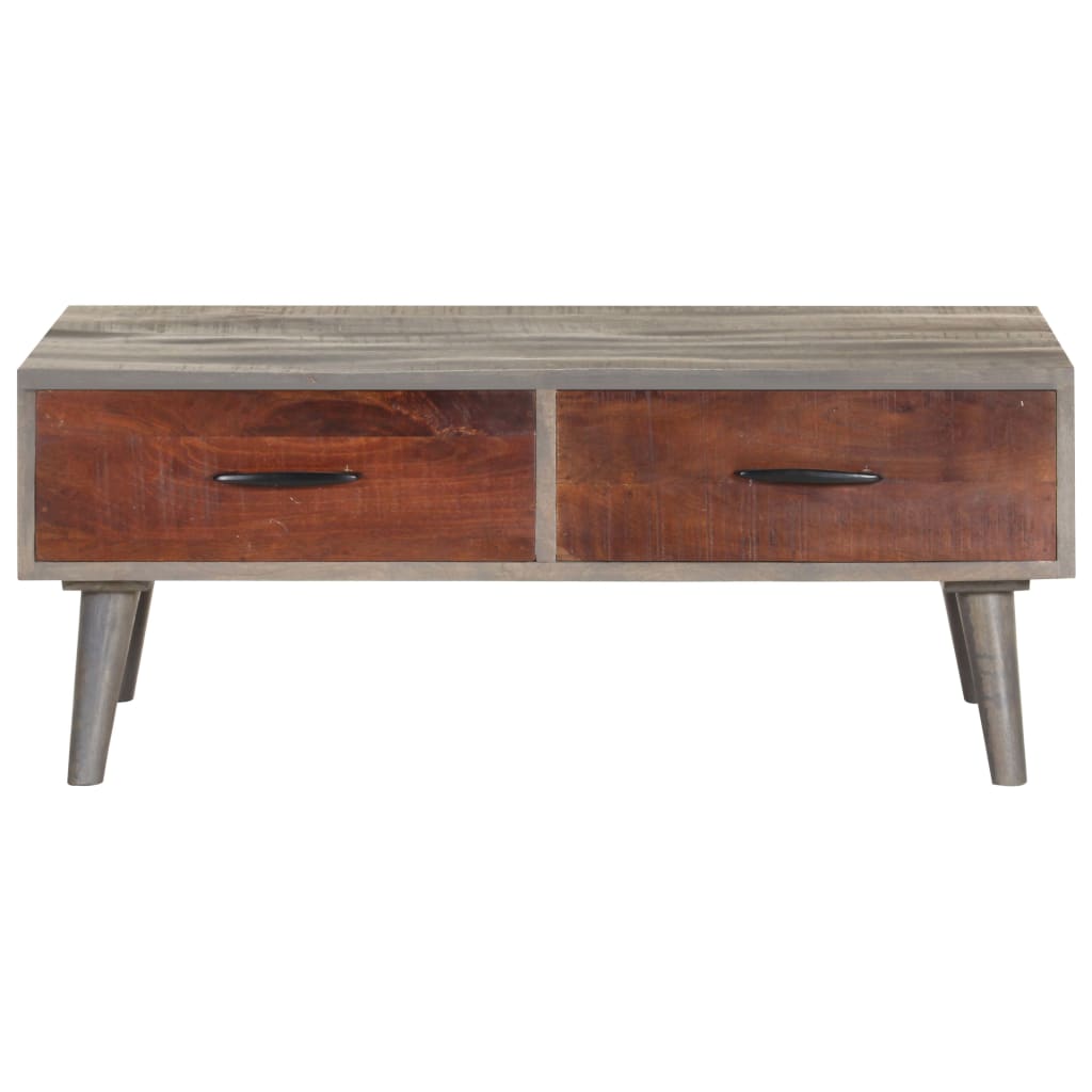 Salontafel 100X60X40 Cm Massief Ruw Mangohout Grijs