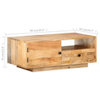Salontafel 90X50X35 Cm Massief Mangohout Wijnrood