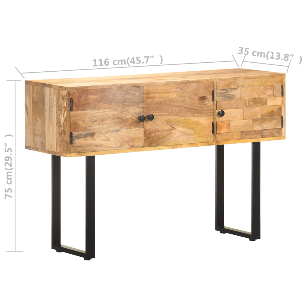 Dressoir 116X35X75 Cm Massief Mangohout Donkergrijs