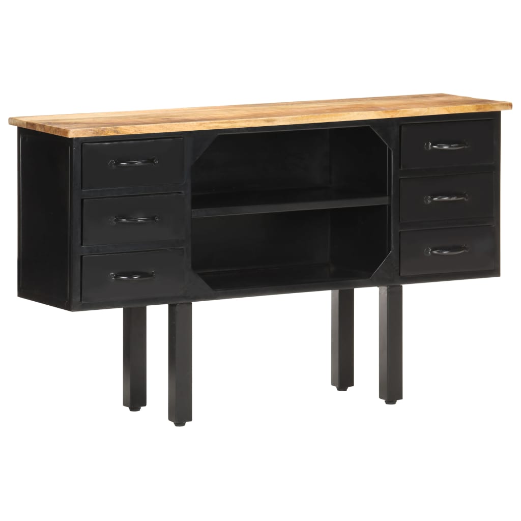 Dressoir 110X30X65 Cm Massief Ruw Mangohout En Staal Bruin
