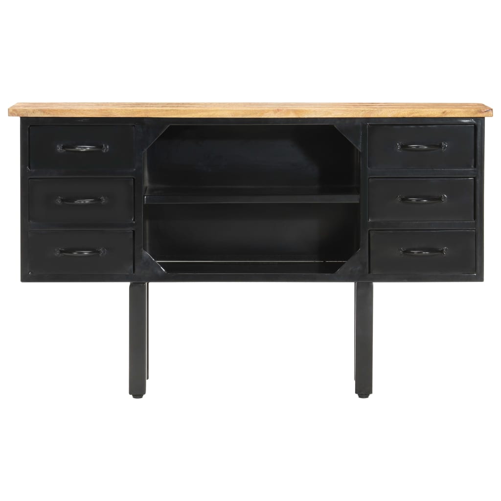 Dressoir 110X30X65 Cm Massief Ruw Mangohout En Staal Bruin