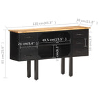 Dressoir 110X30X65 Cm Massief Ruw Mangohout En Staal Bruin
