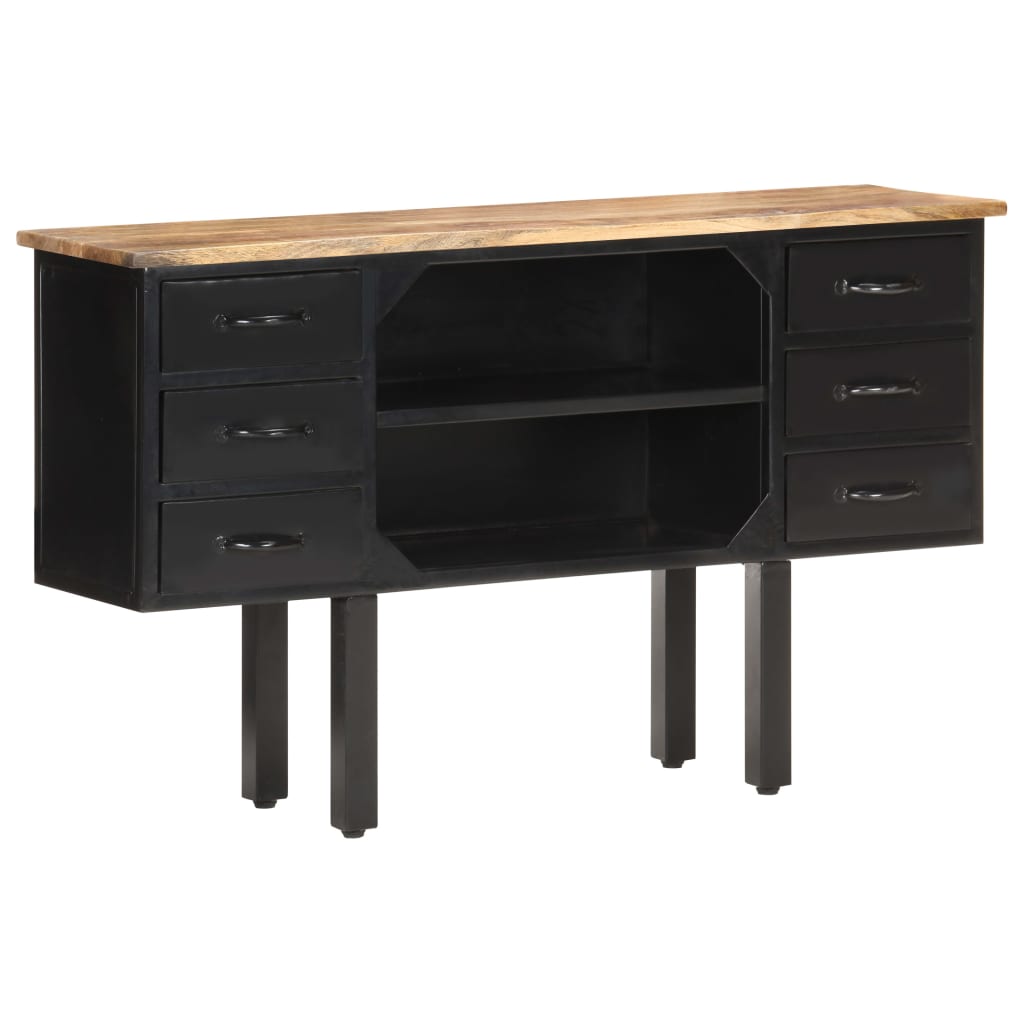 Dressoir 110X30X65 Cm Massief Ruw Mangohout En Staal Bruin