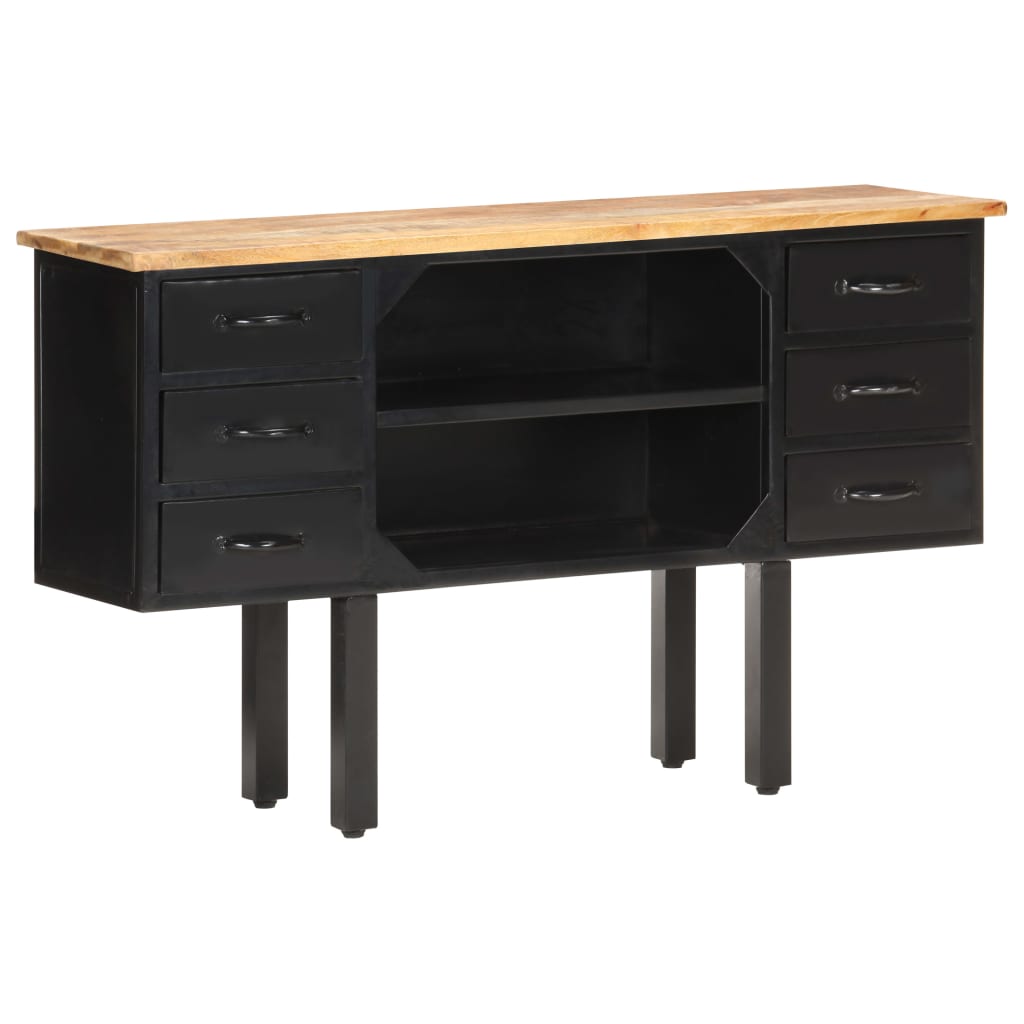 Dressoir 110X30X65 Cm Massief Ruw Mangohout En Staal Bruin