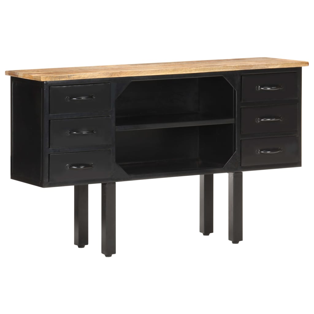 Dressoir 110X30X65 Cm Massief Ruw Mangohout En Staal Bruin