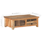 Salontafel 90X50X31 Cm Massief Gerecycled Hout Zwart