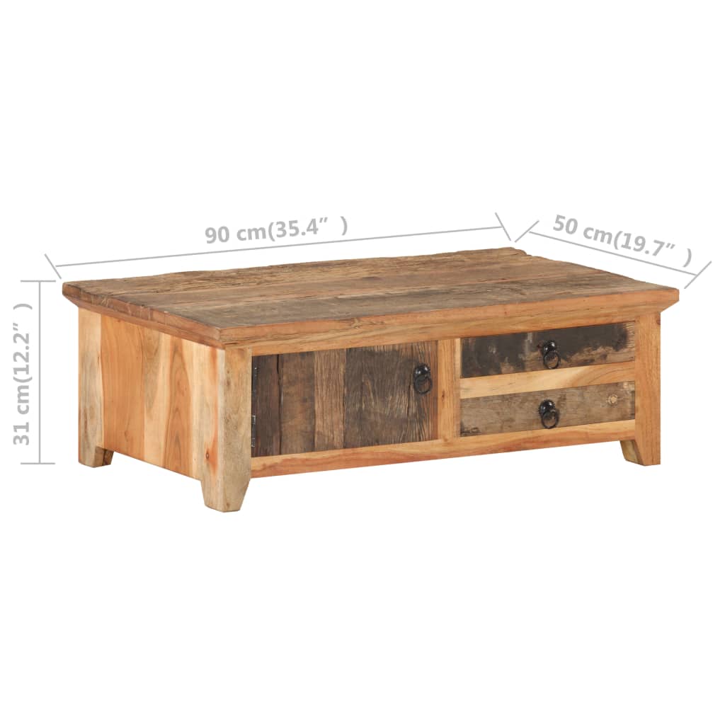 Salontafel 90X50X31 Cm Massief Gerecycled Hout Zwart