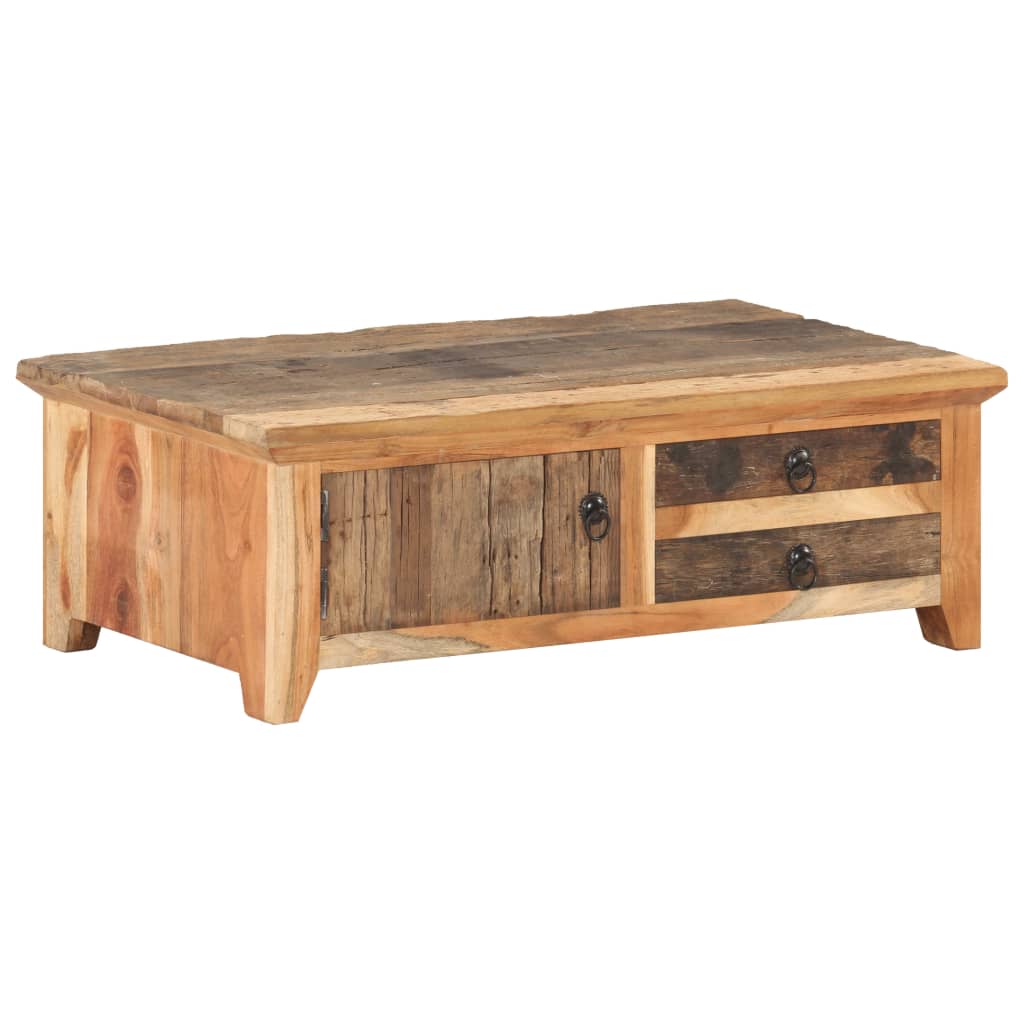 Salontafel 90X50X31 Cm Massief Gerecycled Hout Zwart