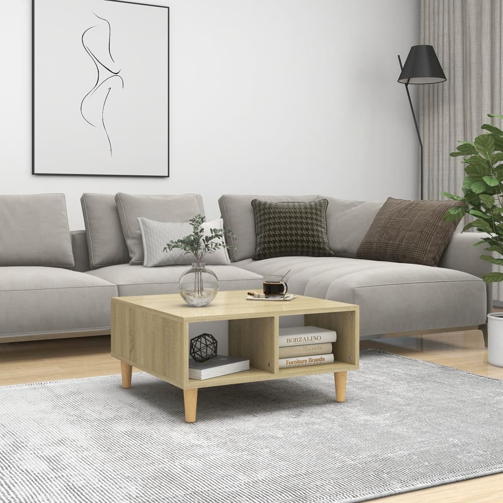 Salontafel 60X60X30 Cm Bewerkt Hout Kleurig
