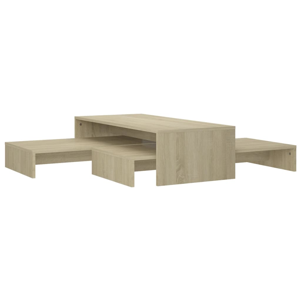 Salontafelset 100X100X26,5 Cm Bewerkt Hout Kleurig