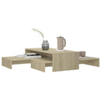 Salontafelset 100X100X26,5 Cm Bewerkt Hout Kleurig