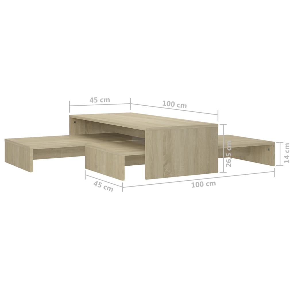 Salontafelset 100X100X26,5 Cm Bewerkt Hout Kleurig