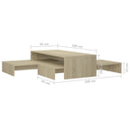 Salontafelset 100X100X26,5 Cm Bewerkt Hout Kleurig