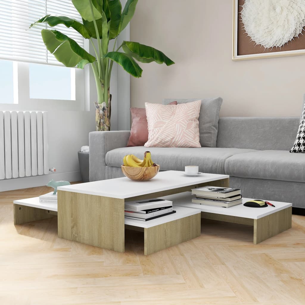 Salontafelset 100X100X26,5 Cm Bewerkt Hout Kleurig