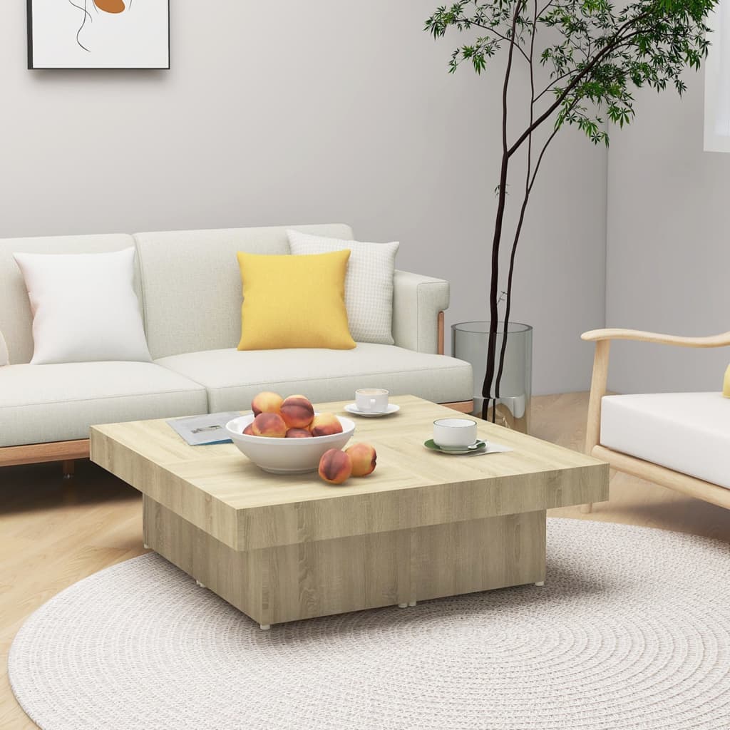 Salontafel 90X90X28 Cm Bewerkt Hout