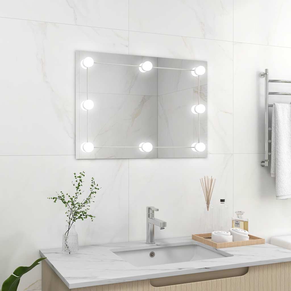 Wandspiegel Zonder Lijst Met Led-Lampen Rechthoekig Glas