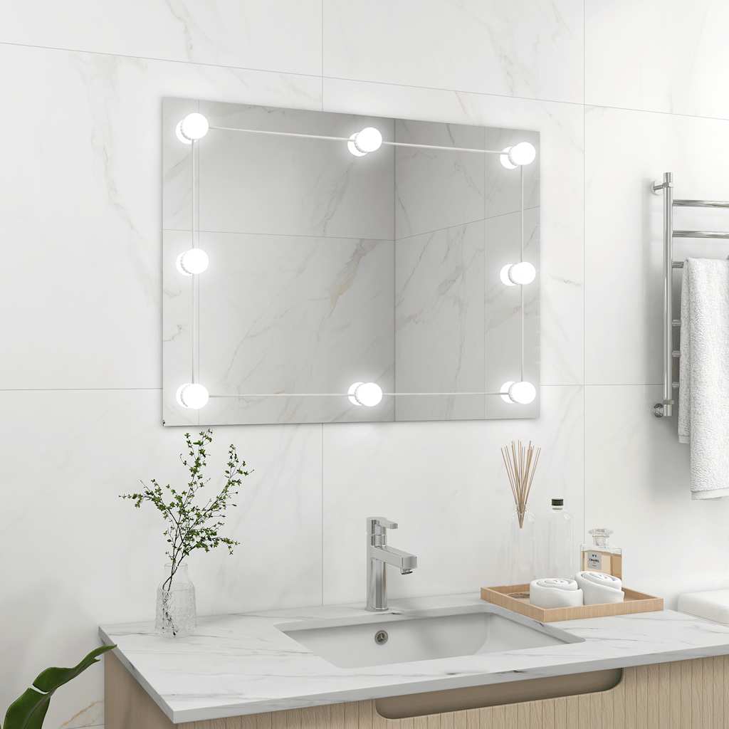 Wandspiegel Zonder Lijst Met Led-Lampen Rechthoekig Glas