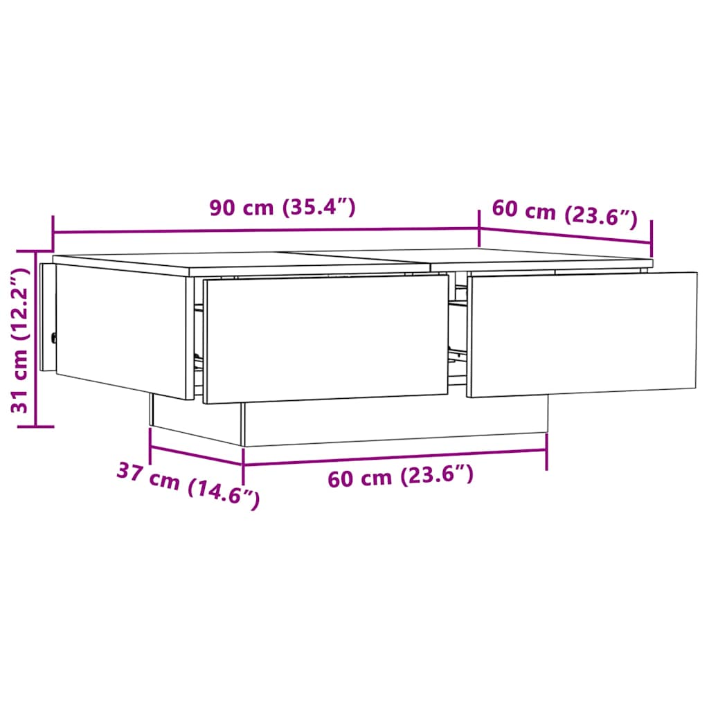 Salontafel Bewerkt Hout Kleurig