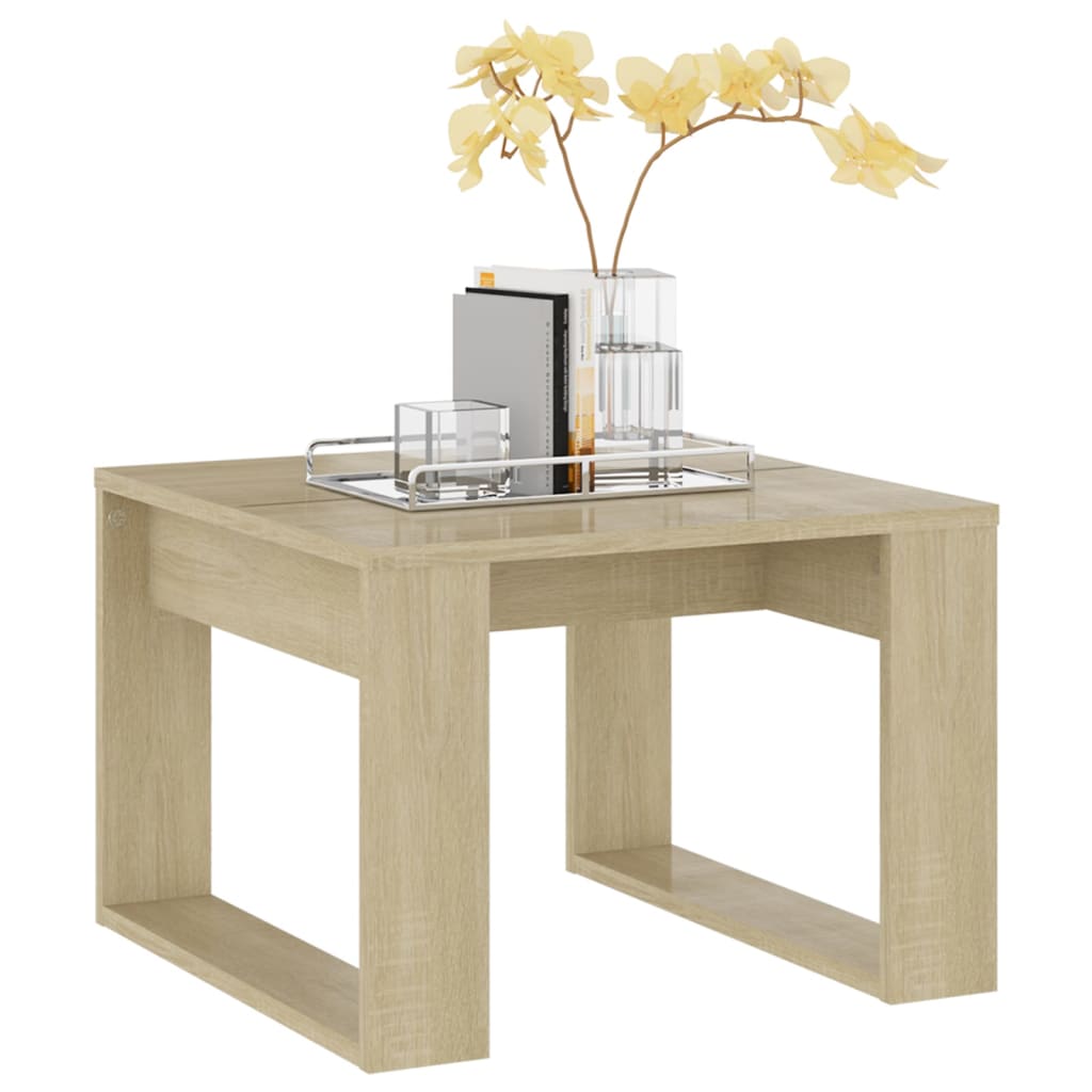 Bijzettafel 50X50X35 Cm Bewerkt Hout Kleurig