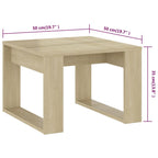 Bijzettafel 50X50X35 Cm Bewerkt Hout Kleurig