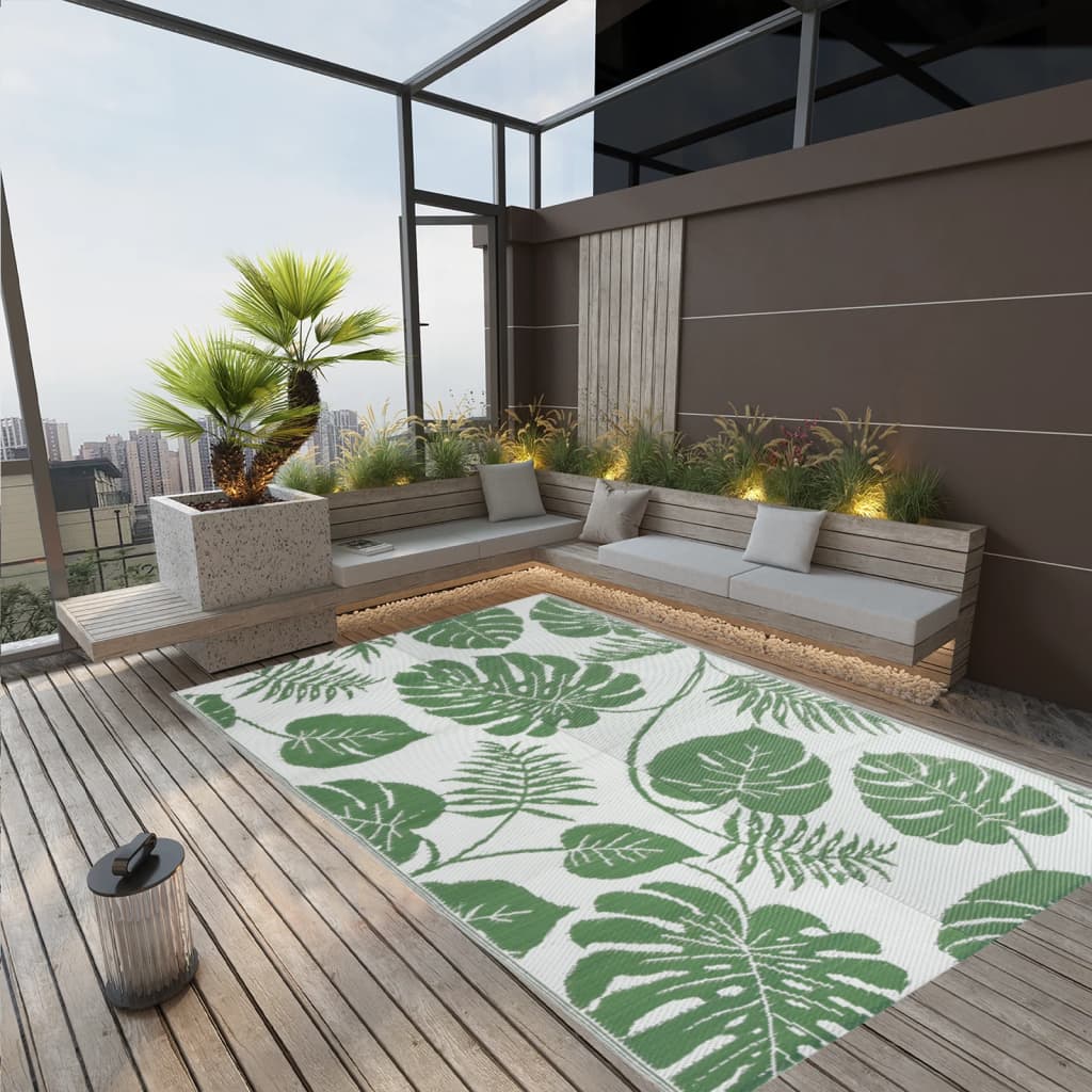 Buitenkleed Arakil Ø160 Cm Polypropeen Groen Groen Bladpatroon