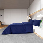 Dekbedovertrekset 135X200 Cm Microvezel Marine Blauw