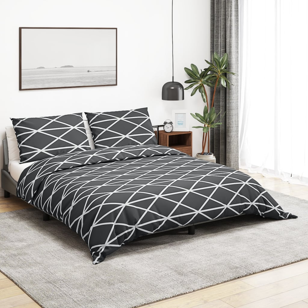 Dekbedovertrekset 240X220 Cm Katoen Grijs Donkergrijs En Wit