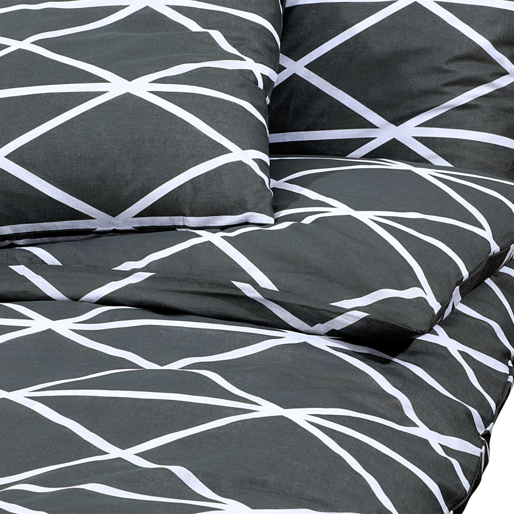 Dekbedovertrekset 225X220 Cm Katoen Grijs Donkergrijs En Wit