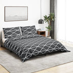 Dekbedovertrekset 225X220 Cm Katoen Grijs Donkergrijs En Wit